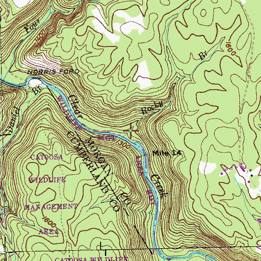 Topographic Map of Rocky Branch, TN