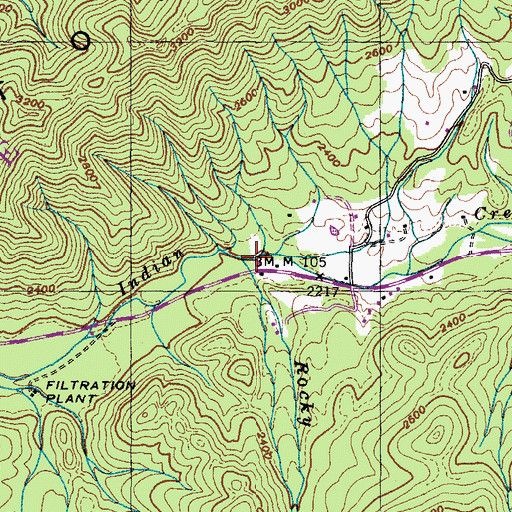 Topographic Map of Rocky Branch, TN