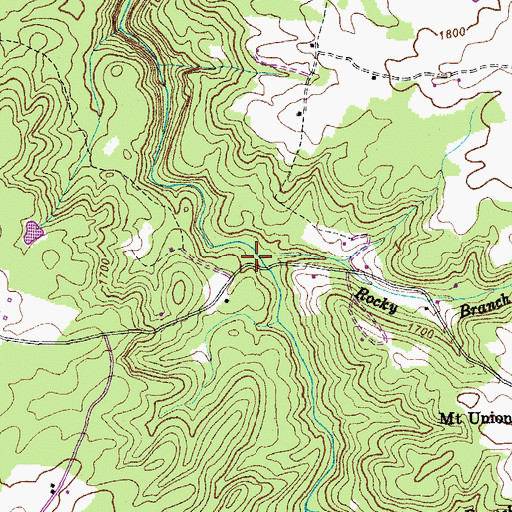 Topographic Map of Rocky Branch, TN