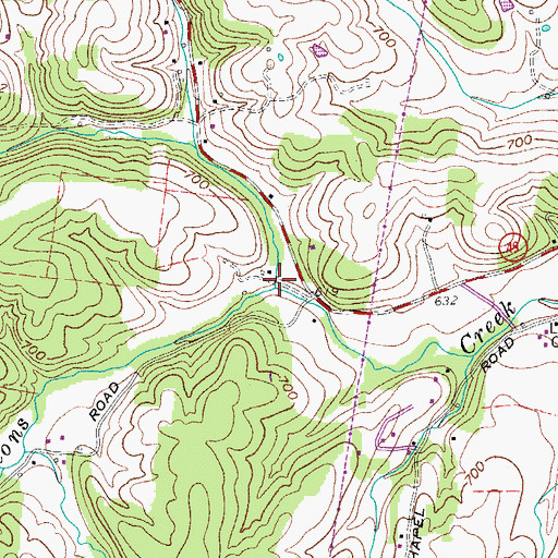 Topographic Map of Rocky Branch, TN