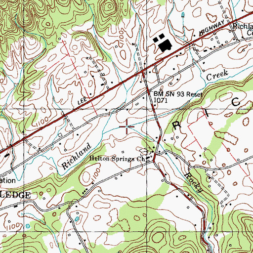 Topographic Map of Rocky Branch, TN