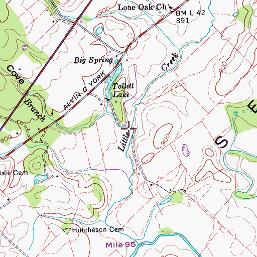 Topographic Map of Rocky Branch, TN