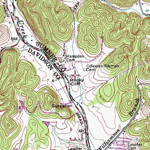Topographic Map of Rocky Cliff, TN