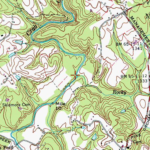 Topographic Map of Rocky Creek, TN