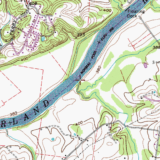 Topographic Map of Rocky Ford Creek, TN