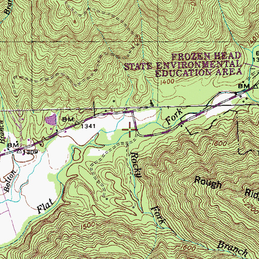 Topographic Map of Rocky Fork Branch, TN