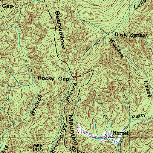 Topographic Map of Rocky Gap, TN
