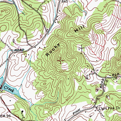 Topographic Map of Rocky Hill, TN