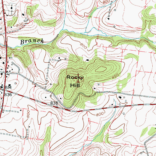 Topographic Map of Rocky Hill, TN