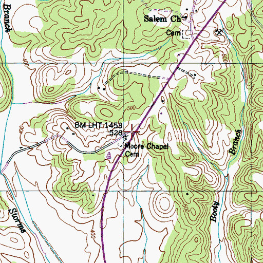 Topographic Map of Rocky Hill School, TN