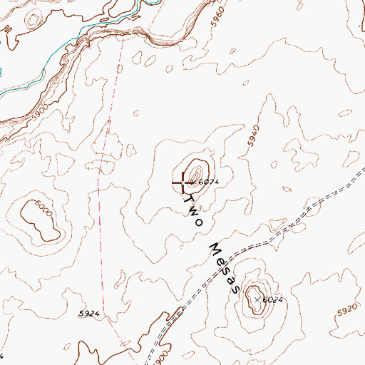 Topographic Map of Two Mesas, AZ