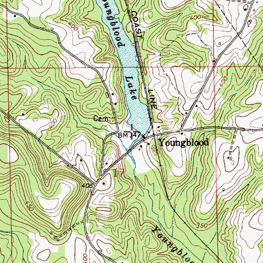 Topographic Map of Youngblood Dam, AL