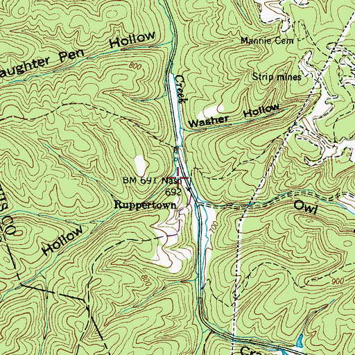 Topographic Map of Rocky Hollow, TN