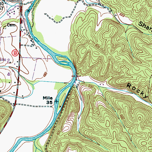 Topographic Map of Rocky Hollow, TN