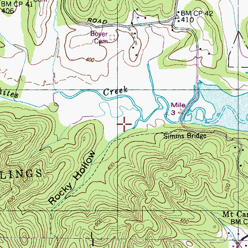 Topographic Map of Rocky Hollow, TN