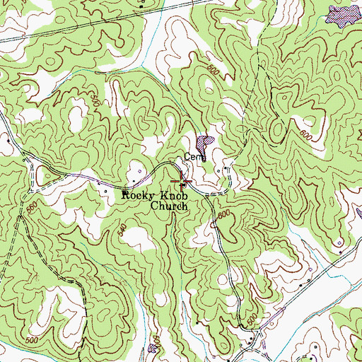 Topographic Map of Rocky Knob Church, TN