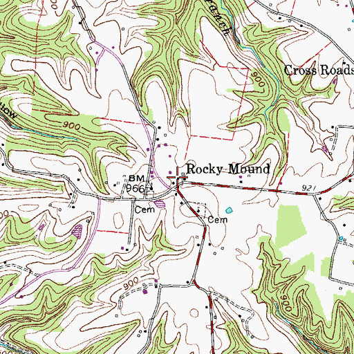 Topographic Map of Rocky Mound, TN