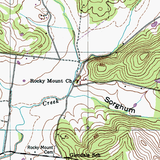 Topographic Map of Rocky Mount Church, TN