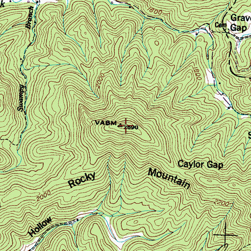 Topographic Map of Rocky Mountain, TN