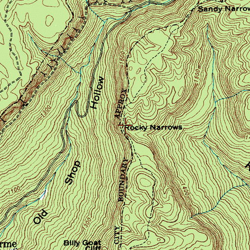 Topographic Map of Rocky Narrows, TN
