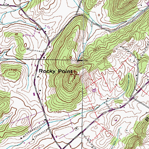 Topographic Map of Rocky Point, TN
