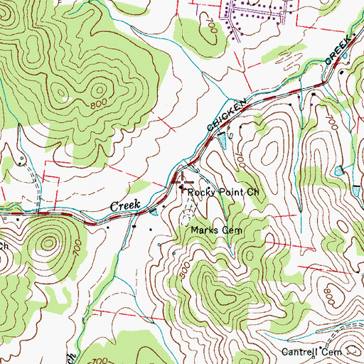 Topographic Map of Rocky Point Church, TN