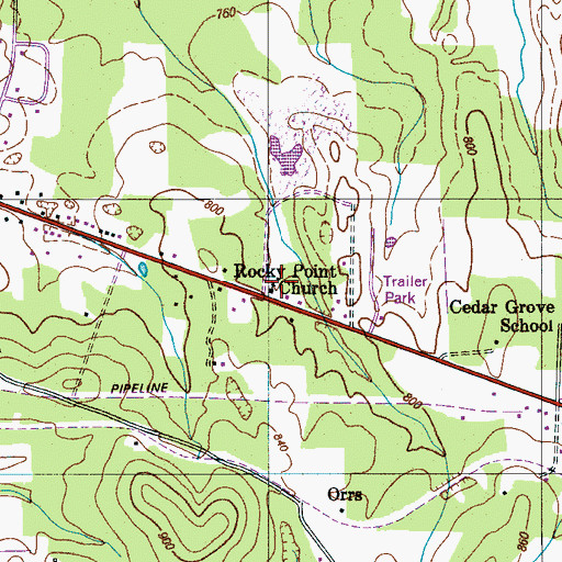Topographic Map of Rocky Point Church, TN