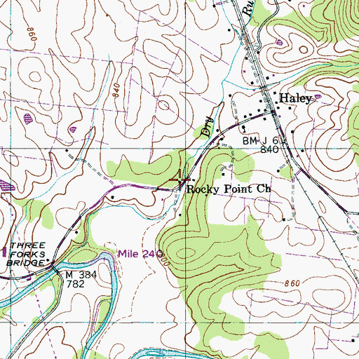 Topographic Map of Rocky Point Church, TN