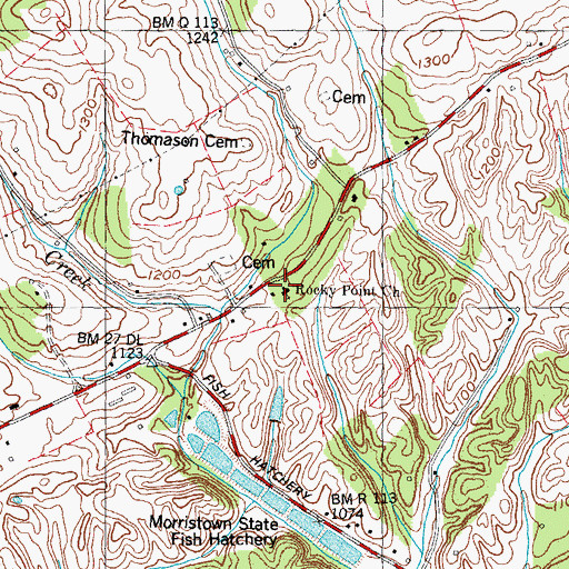 Topographic Map of Rocky Point Church, TN