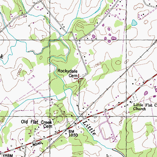 Topographic Map of Rockydale Cemetery, TN