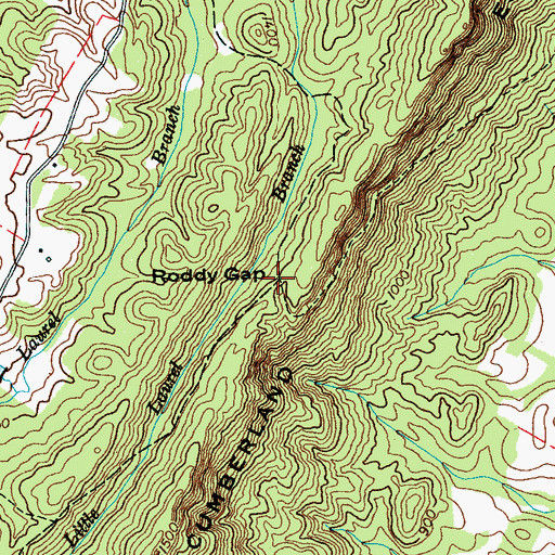 Topographic Map of Roddy Gap, TN