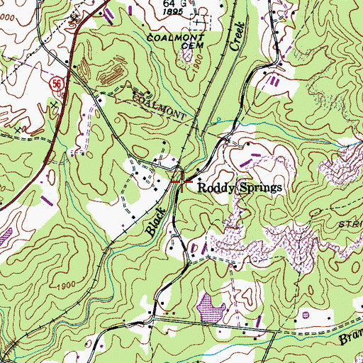 Topographic Map of Roddy Springs, TN
