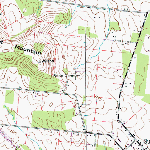Topographic Map of Rode Cemetery, TN
