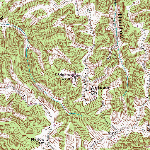 Topographic Map of Rodgers Cemetery, TN