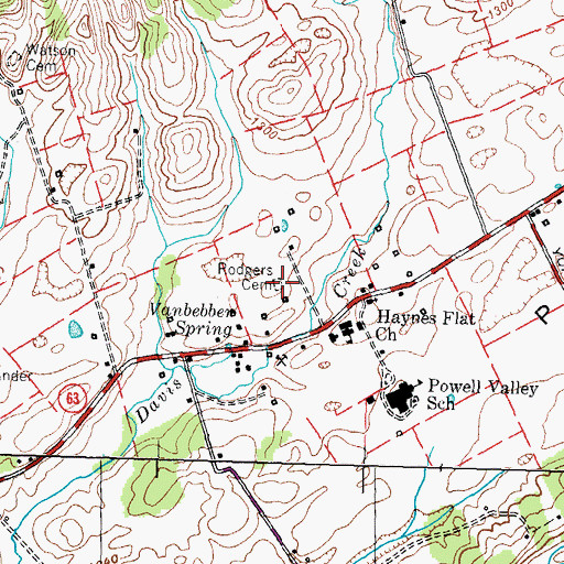 Topographic Map of Rodgers Cemetery, TN