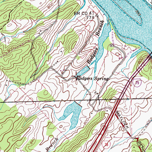 Topographic Map of Rodgers Spring, TN