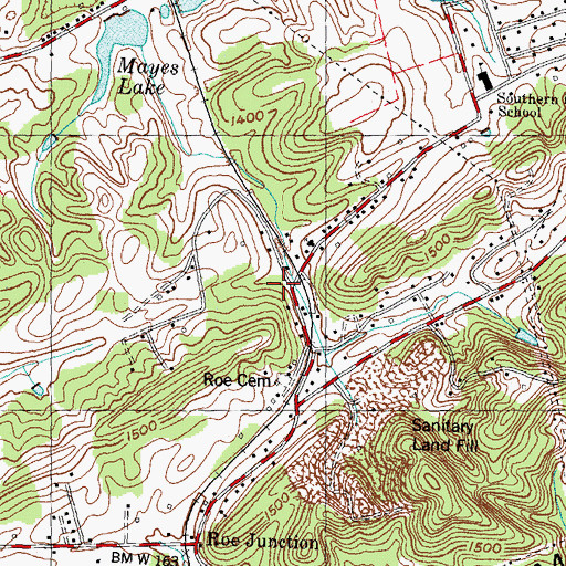 Topographic Map of Roe, TN