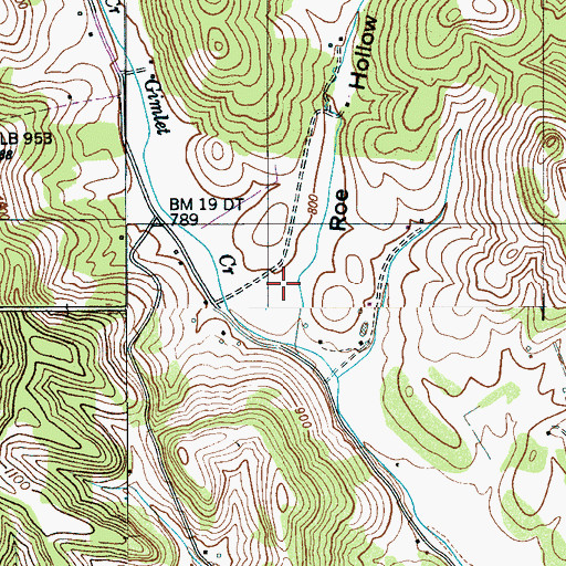 Topographic Map of Roe Hollow, TN