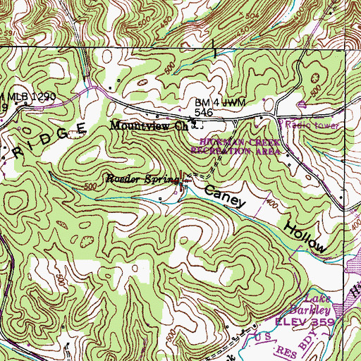 Topographic Map of Roeder Spring, TN