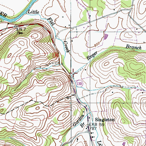 Topographic Map of Roger Branch, TN