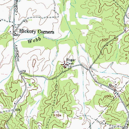 Topographic Map of Roger Cemetery, TN