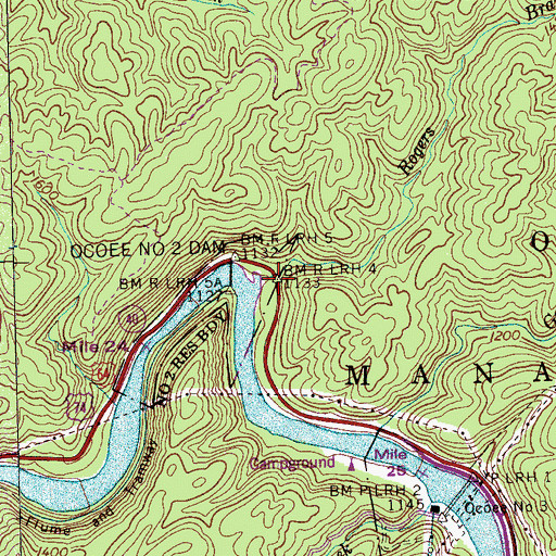 Topographic Map of Rogers Branch, TN