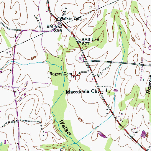Topographic Map of Rogers Cemetery, TN