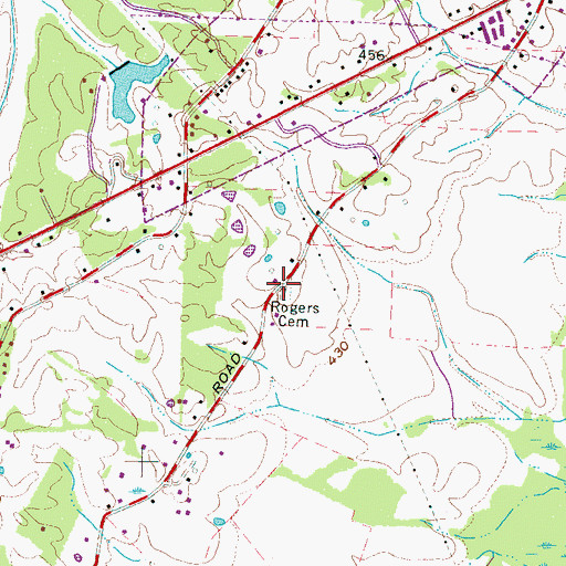 Topographic Map of Rogers Cemetery, TN