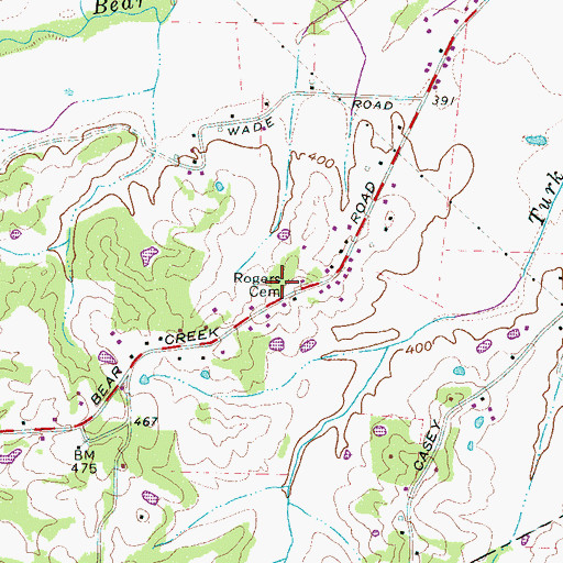 Topographic Map of Rogers Cemetery, TN