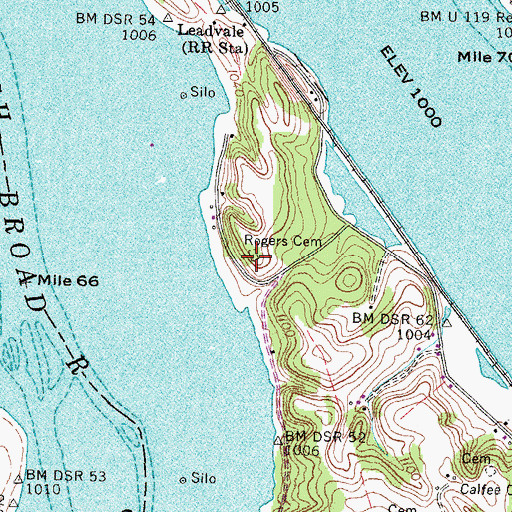 Topographic Map of Rogers Cemetery, TN
