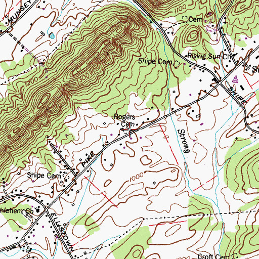 Topographic Map of Rogers Cemetery, TN