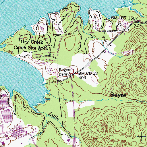 Topographic Map of Rogers Cemetery, TN