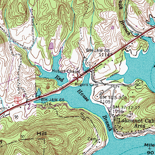 Topographic Map of Rogers Cemetery, TN
