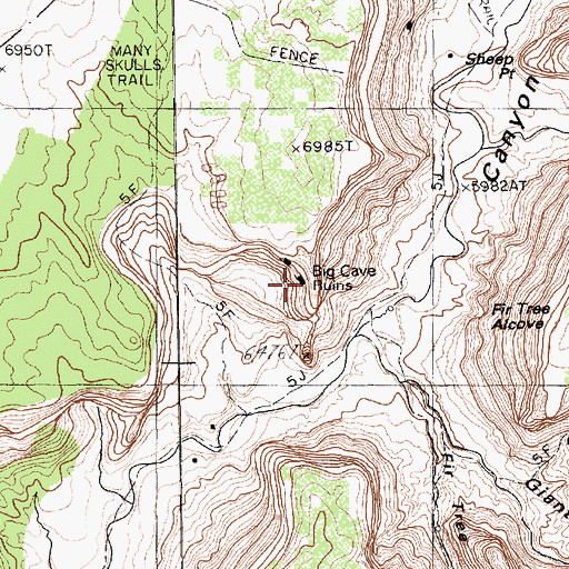 Topographic Map of Big Cave Ruins, AZ